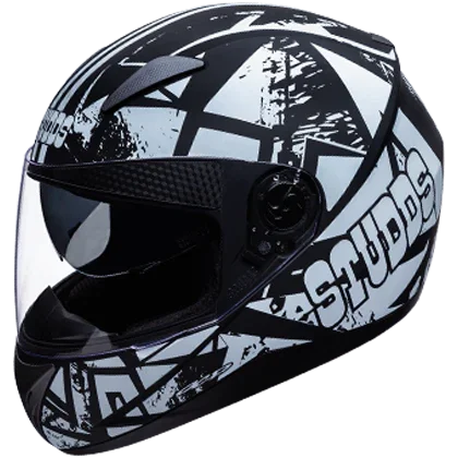 Studds SHIFTER D4 Decor Matt Black N6 White - Biker.Store - www.biker.store