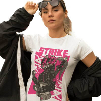 STRIKE T-Shirt for Women (Hot Pink Graphic) | BIKERSTORE.IN - Biker.Store - www.biker.store