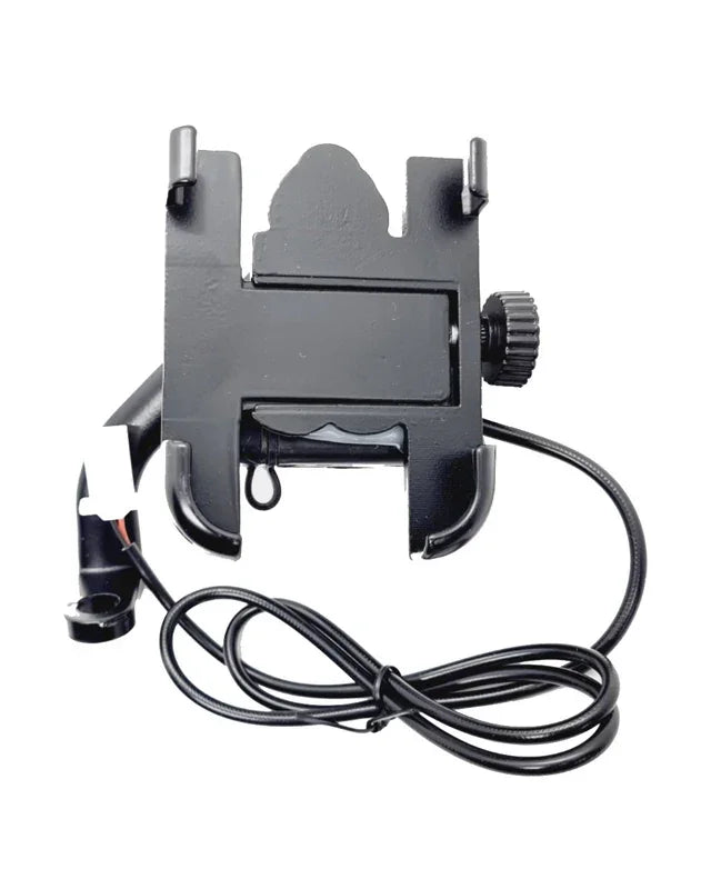 Mobile Phone Holder with USB Charger Waterproof Easy Adjustable Rear View Mirror Mount Solid Metal Cradle Stand Suitable for Bike & Mobile Phones 3.5" to 7.0" (Black) - Biker.Store - www.biker.store
