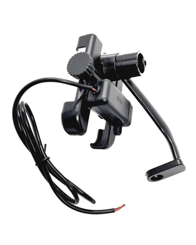 Mobile Phone Holder with USB Charger Waterproof Easy Adjustable Rear View Mirror Mount Solid Metal Cradle Stand Suitable for Bike & Mobile Phones 3.5" to 7.0" (Black) - Biker.Store - www.biker.store