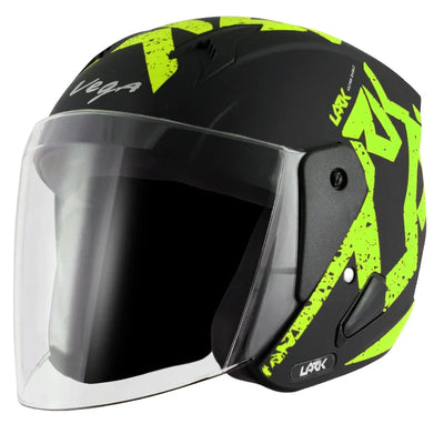 Vega Lark Victor Dull Black Neon Yellow Helmet - Biker.Store - www.biker.store