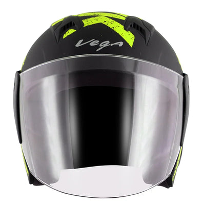 Vega Lark Victor Dull Black Neon Yellow Helmet - Biker.Store - www.biker.store