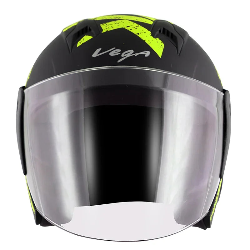 Vega Lark Victor Dull Black Neon Yellow Helmet - Biker.Store - www.biker.store