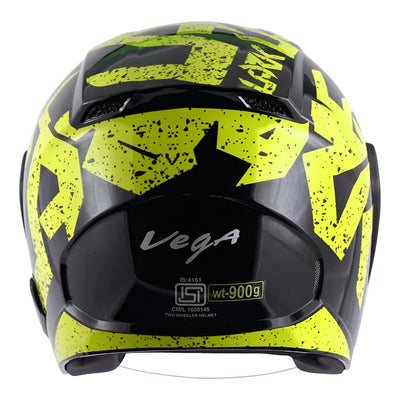 Vega Lark Victor Black Neon Yellow Helmet - Biker.Store - www.biker.store