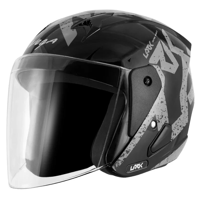 Vega Lark Victor Black Silver Helmet - Biker.Store - www.biker.store