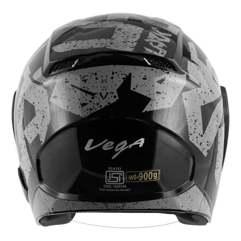 Vega Lark Victor Black Silver Helmet - Biker.Store - www.biker.store
