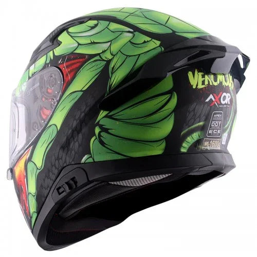 Axor APEX VENOMOUS D/V DULL BLACK NEON GREEN Helmet - Biker.Store - www.biker.store