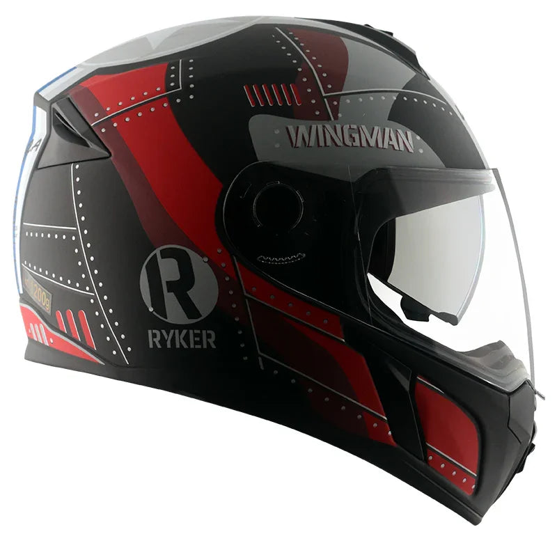 Vega Ryker D/V Wingman Dull Black Red Helmet - Biker.Store - www.biker.store