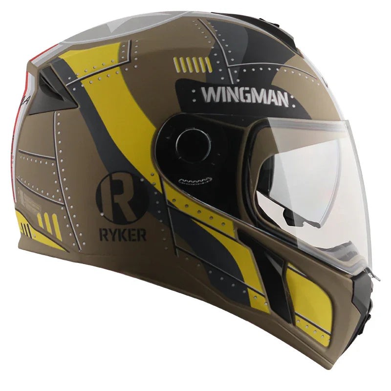 Vega Ryker D/V Wingman Dull Desert Storm Neon Yellow Helmet - Biker.Store - www.biker.store