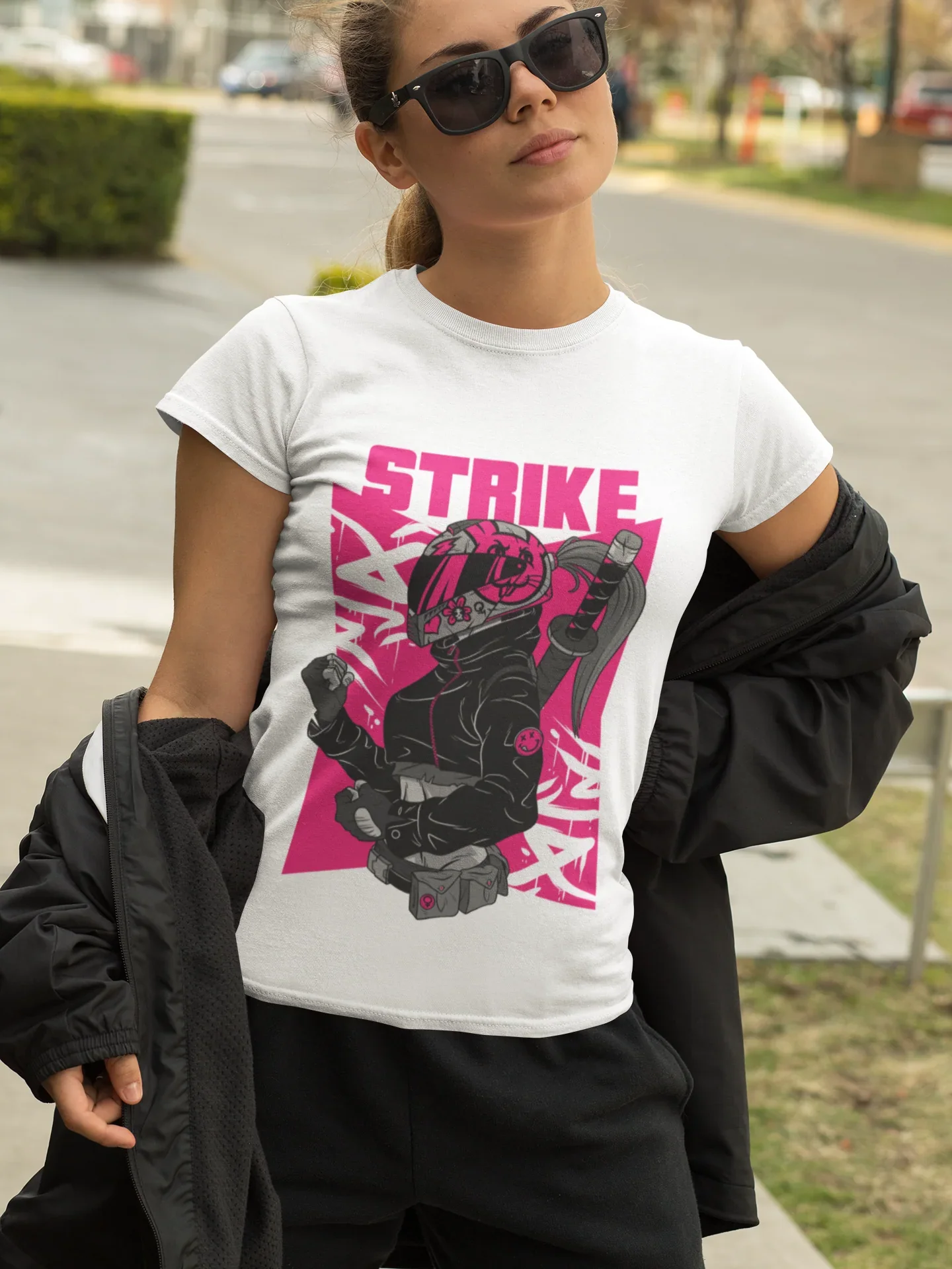 STRIKE T-Shirt for Women (Hot Pink Graphic) | BIKERSTORE.IN - Biker.Store - www.biker.store