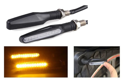 KTM Style Slim 12 LED Indicators Turning Signal lamps Blinkers Bulb Set of-2 UNIVERSAL FOR ALL BIKES (Bike Indicator Lights High Power Motorcycle) 100% Rubber Flexibility-(Yellow) - Biker.Store - www.biker.store