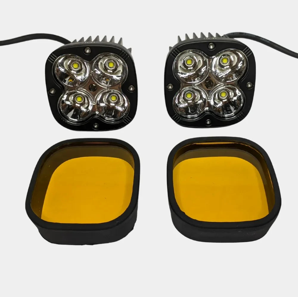 Hjg 4 Led Cree 60w Fog Light Auxiliary Light For All Motorcycles With Yellow Filter Cap (Set of 2) - Biker.Store - www.biker.store