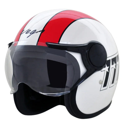 Vega Jet 777 W/Visor White Red Helmet - Biker.Store - www.biker.store