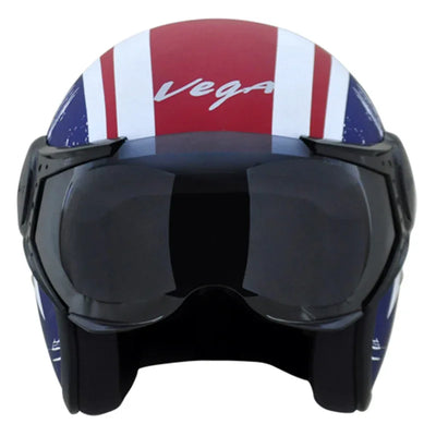 Vega JET Captain W/Visor Dull Red Metallic Blue Helmet - Biker.Store - www.biker.store