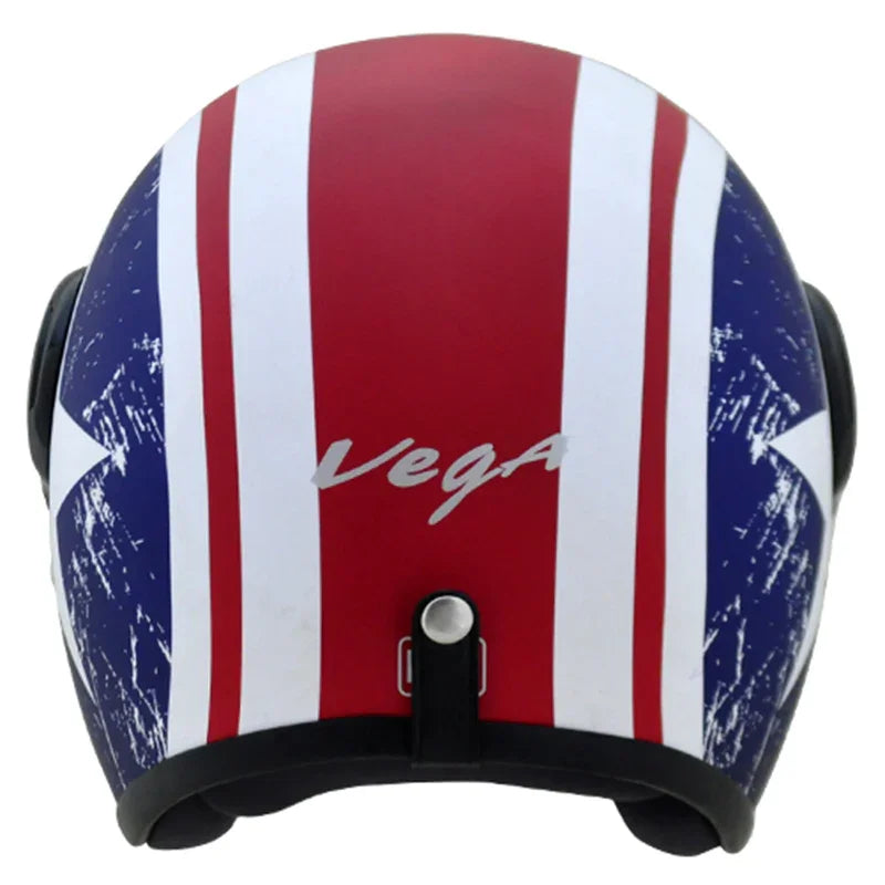 Vega JET Captain W/Visor Dull Red Metallic Blue Helmet - Biker.Store - www.biker.store