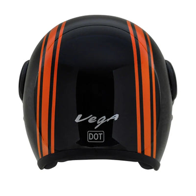 Vega Jet Old School W/Visor Black Orange Helmet - Biker.Store - www.biker.store