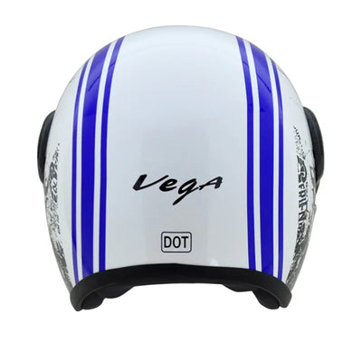 Vega Jet Old School W/Visor White Blue Helmet - Biker.Store - www.biker.store