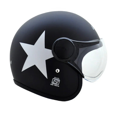 Vega Jet Star W/Visor Dull Black Silver Helmet - Biker.Store - www.biker.store