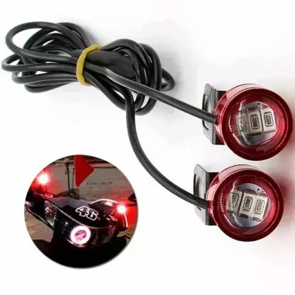 Red LED Eagle Eye Lamp DRL Strobe Light with Flashing Handle Light Red Universal for Motorcycle License Plate Light, Brake Light Motorbike, Truck, Car LED (12 V, 4 W) (Universal For Bike, Pack of 2) - Biker.Store - www.biker.store