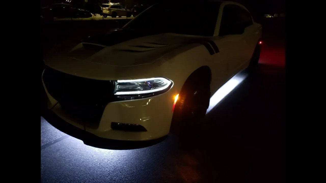 hjg Sunny Day WHITE IMPORTED Underglow PATCH LIGHTS (Front/Rear , Bike Body Lights) - PACK OF 4 - IP65 WATERPROOF DUSTPROOF SHOCKPROOF - Universal Decorative Light for all Motorbike, Car LED (12V, 1.5 W) (Universal For Bike, Universal For Car, Pack of 4) - Biker.Store - www.biker.store