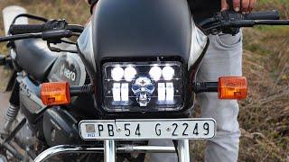 Splendor SKULL BHOOT DRL LED Projector Headlight Assembly Hi/Low Beam With BOSS DRL For Hero Splendor Plus, Splendor Pro, Splendor - Biker.Store - www.biker.store