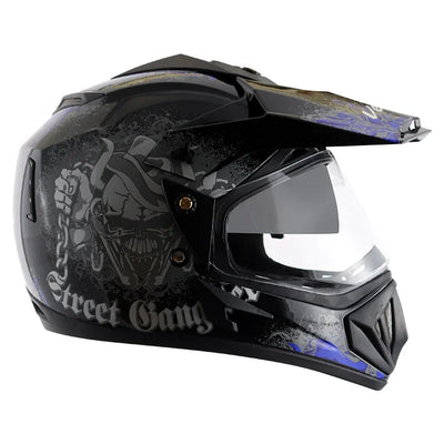 Vega Off Road D/V Gangster Black Blue Helmet - Biker.Store - www.biker.store