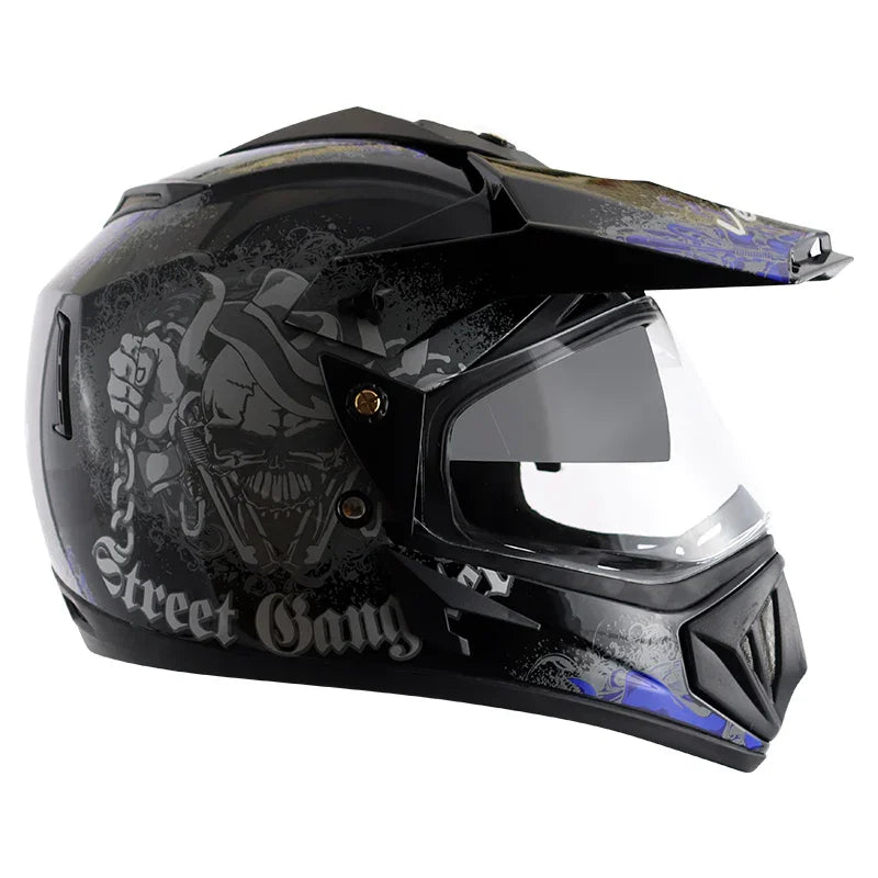 Vega Off Road D/V Gangster Black Blue Helmet - Biker.Store - www.biker.store