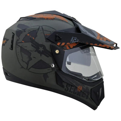 Vega Off Road D/V Secret Dull Green Black Helmet - Biker.Store - www.biker.store