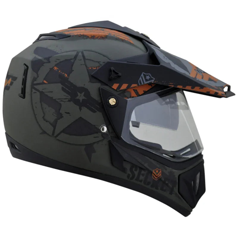Vega Off Road D/V Secret Dull Green Black Helmet - Biker.Store - www.biker.store