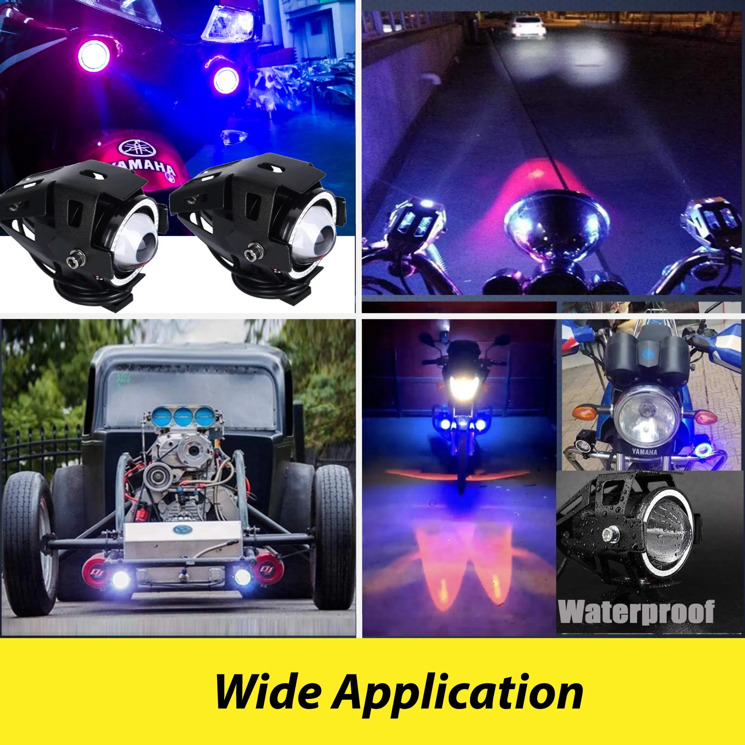 HJG U7 Projector Lens Foglight (Set of 2 with switch) - UNIVERSAL for All Cars & Bikes - Biker.Store - www.biker.store