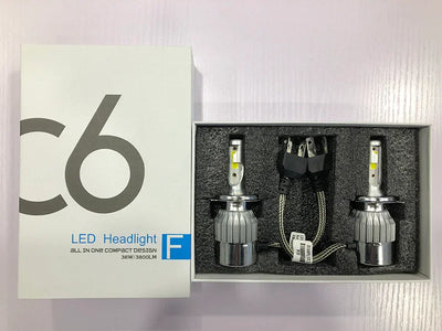 C6 ORIGINAL 6500K LED Headlight Conversion Bulb 72W H4 - Set of 2 (White) Type H4 - Biker.Store - www.biker.store