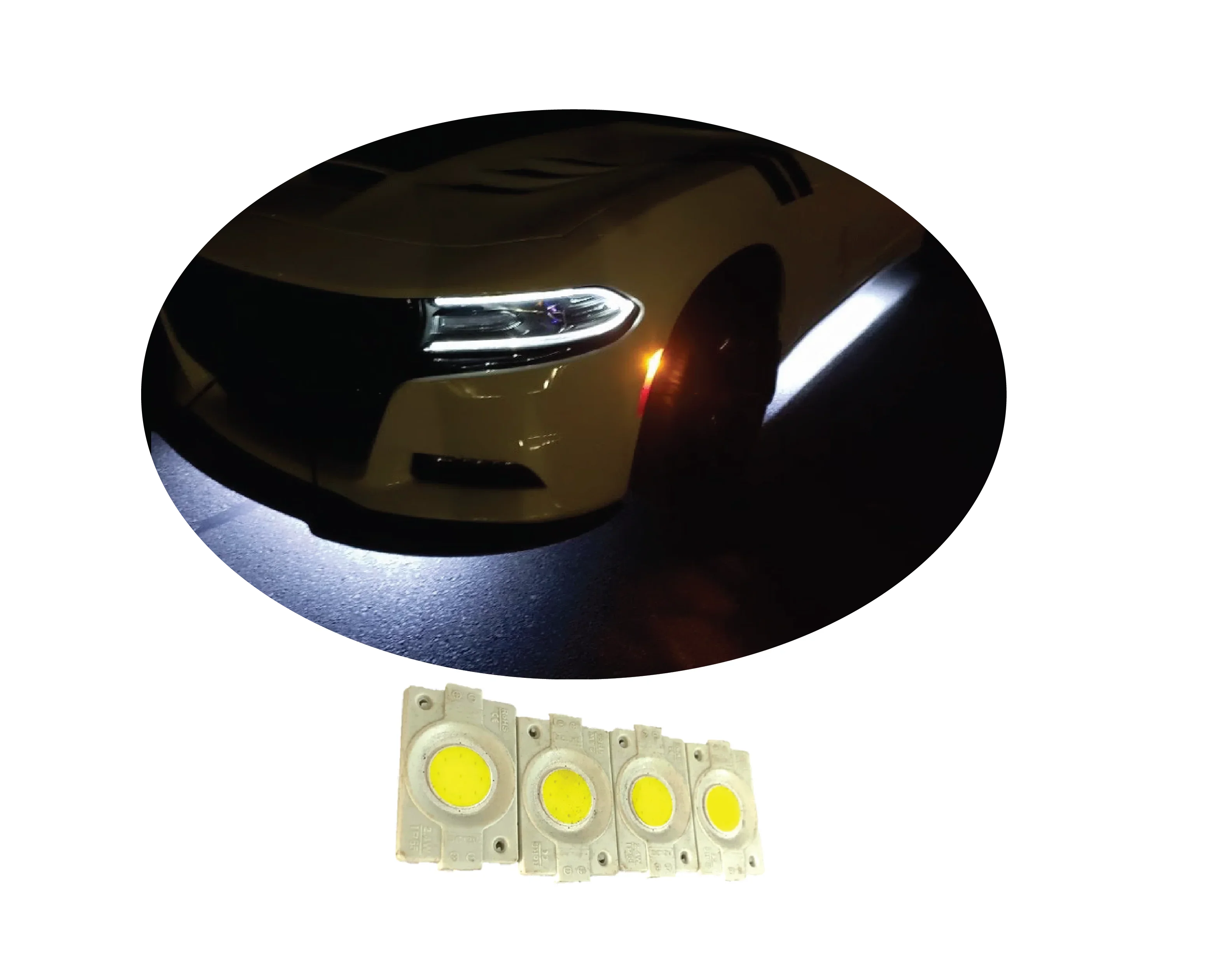 hjg Sunny Day WHITE IMPORTED Underglow PATCH LIGHTS (Front/Rear , Bike Body Lights) - PACK OF 4 - IP65 WATERPROOF DUSTPROOF SHOCKPROOF - Universal Decorative Light for all Motorbike, Car LED (12V, 1.5 W) (Universal For Bike, Universal For Car, Pack of 4) - Biker.Store - www.biker.store