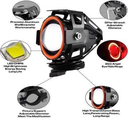 HJG Projector Angel Eyes LED Fog Light For Bike Universal For All Bike (1pc) - Biker.Store - www.biker.store