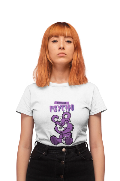 Cute But Psycho T-Shirt for Women | BIKERSTORE.IN - Biker.Store - www.biker.store