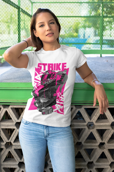 STRIKE T-Shirt for Women (Hot Pink Graphic) | BIKERSTORE.IN - Biker.Store - www.biker.store