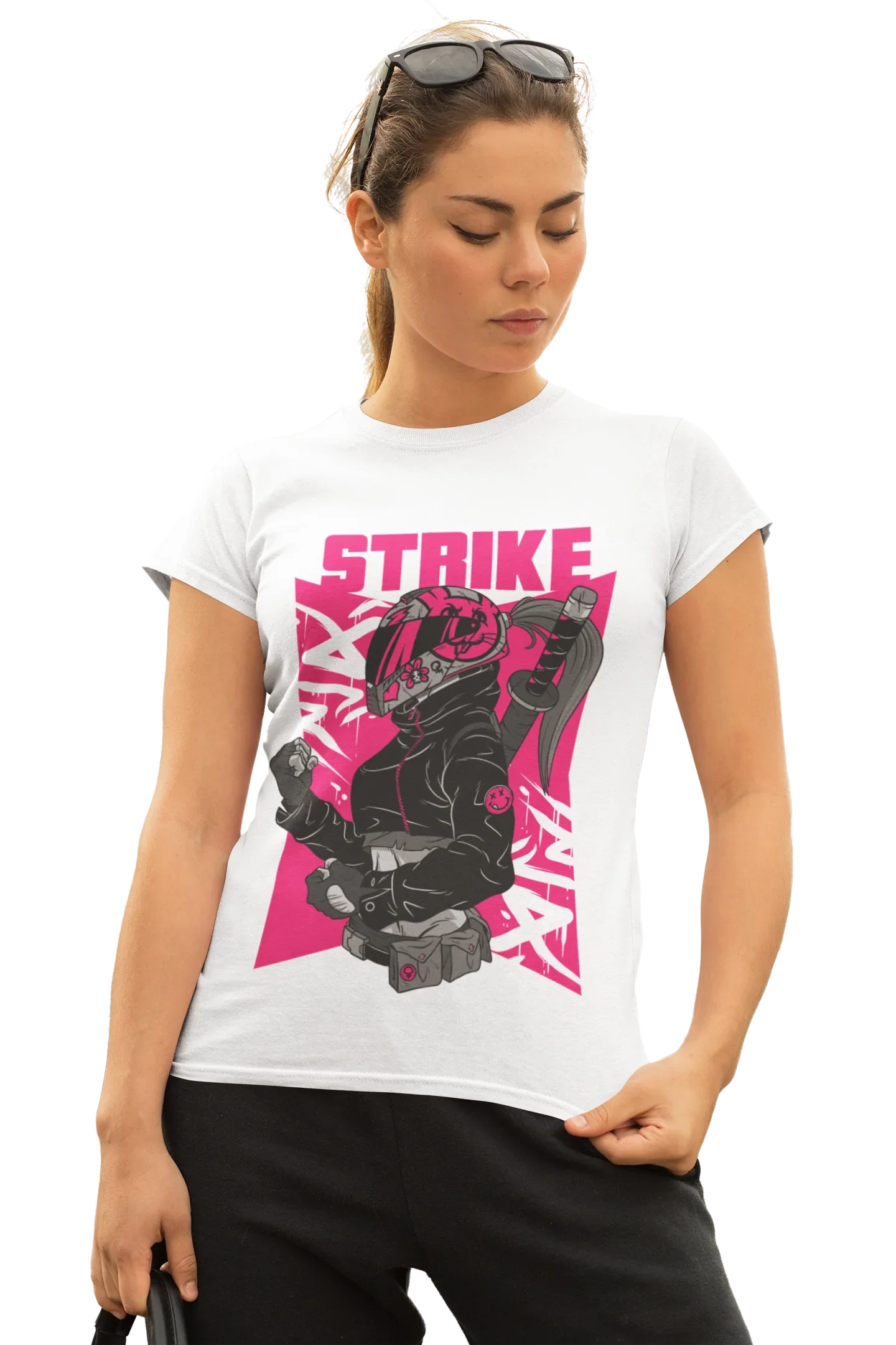 STRIKE T-Shirt for Women (Hot Pink Graphic) | BIKERSTORE.IN - Biker.Store - www.biker.store