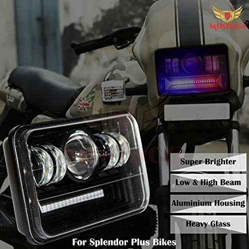 Splendor LED Projector Headlight Assembly Hi/Low Beam With 3 Mode Red and Blue Flashing For Hero Splendor Plus, Splendor Pro, Splendor - Biker.Store - www.biker.store
