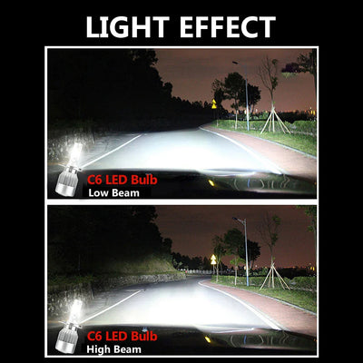 C6 ORIGINAL Single Pc For Bike 6500K LED Headlight Conversion Bulb 72W H4 - SINGLE Pc For Bike (White) Type H4 - Biker.Store - www.biker.store