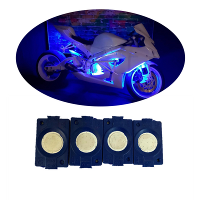 hjg Sunny Day BLUE IMPORTED Underglow PATCH LIGHTS (Front/Rear , Bike Body Lights) - PACK OF 4 - IP65 WATERPROOF DUSTPROOF SHOCKPROOF - Universal Decorative Light for all Motorbike, Car LED (12 V, 1.5 W) (Universal For Bike, Universal For Car, Pack of 4) - Biker.Store - www.biker.store