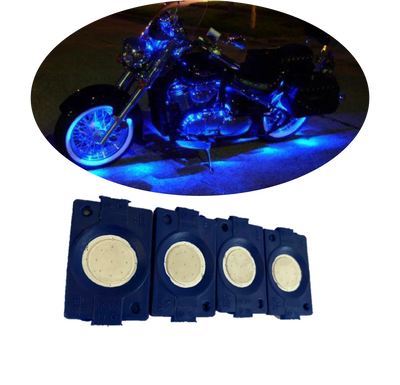 hjg Sunny Day BLUE IMPORTED Underglow PATCH LIGHTS (Front/Rear , Bike Body Lights) - PACK OF 4 - IP65 WATERPROOF DUSTPROOF SHOCKPROOF - Universal Decorative Light for all Motorbike, Car LED (12 V, 1.5 W) (Universal For Bike, Universal For Car, Pack of 4) - Biker.Store - www.biker.store
