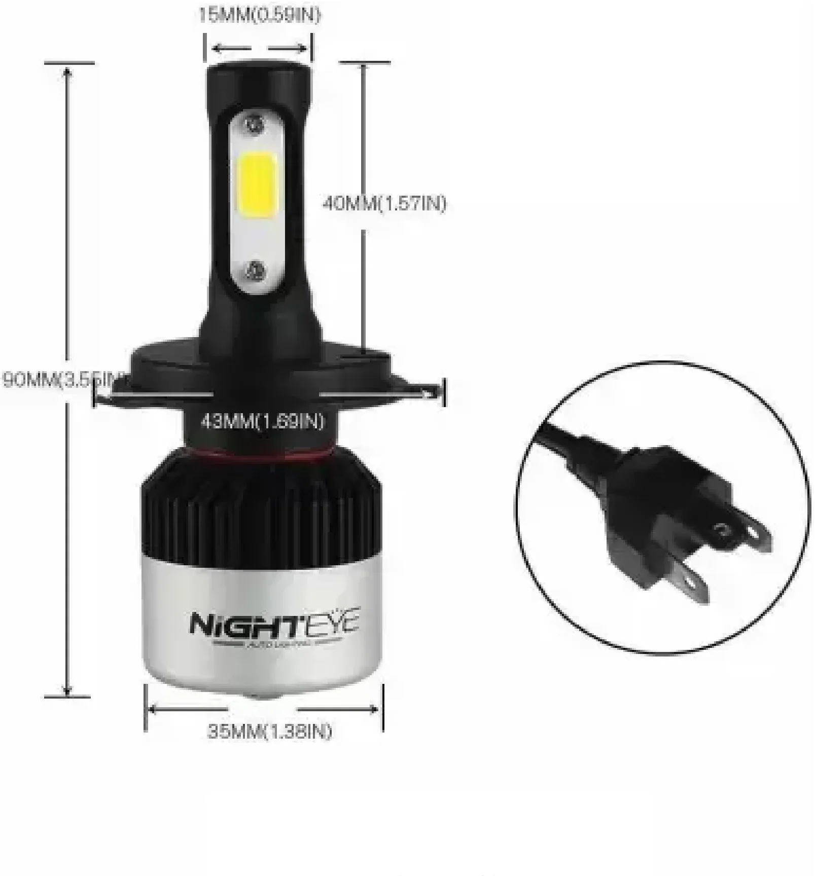 NIGHTEYE H4 LED Headlight Bulb for Car and Bike White, 72W, 2 Bulbs - Type H4 - Biker.Store - www.biker.store